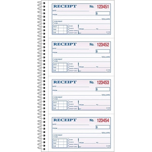 Adams ABFSC1152KT  2 3/4" x 4 3/4" Carbonless 2 Part Money Rent Receipt Book
