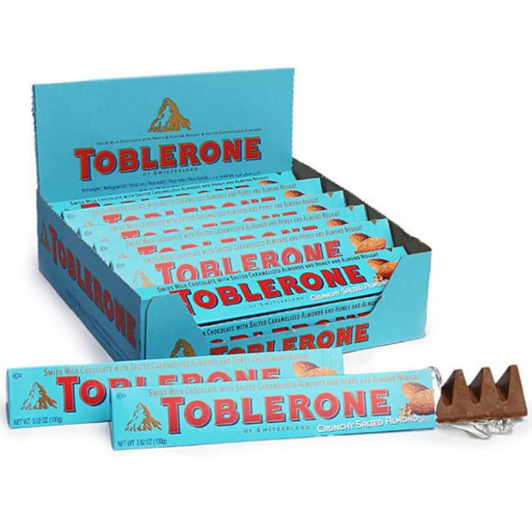 Toblerone - Milk Chocolate Crunchy Salted Almond Bar - 3.52 oz/20 ct