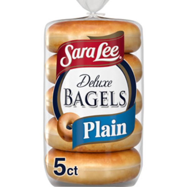 Sara Lee Deluxe, 5 ct, Plain, Bagels, Kosher, White Bagels, 15 oz