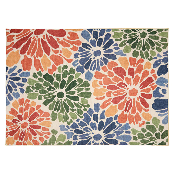 KIRKTON HOUSE 5' X 7' Washable Indoor/Outdoor Area Rug, Floral Same-Day ...