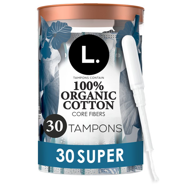 L. Organic Cotton Tampons Super Absorbency, BPA-free Plastic