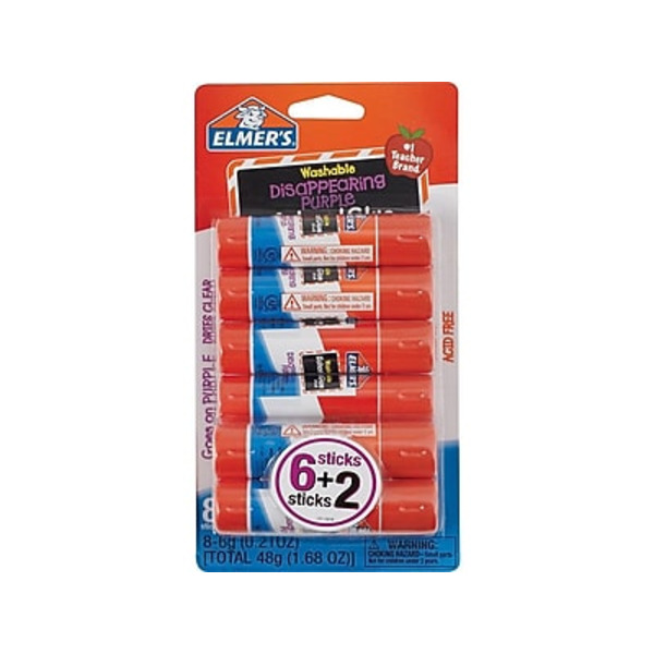 Elmer's School Glue Sticks, Washable, Disappearing Purple
