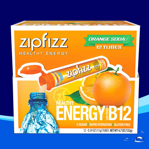 Zipfizz Healthy Energy Drink Mix, Orange, 12-count