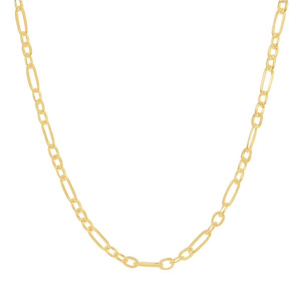 High Polish Forzatina Figaro Link Necklace - Yellow Gold
