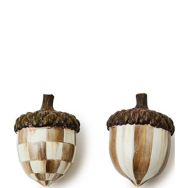 Mac Kenzie-Childs Harvest Check Decorative Acorns Set of 2