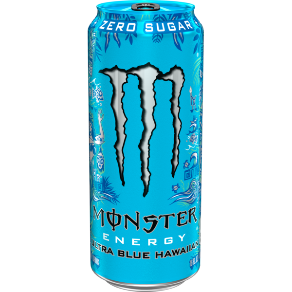 Monster Energy Ultra Blue Hawaiian, Sugar Free Energy Drink, 16 Fl