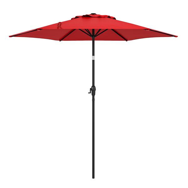 Style Selections 7.5-ft Steel Red Push-button Tilt Modern Patio Umbrella