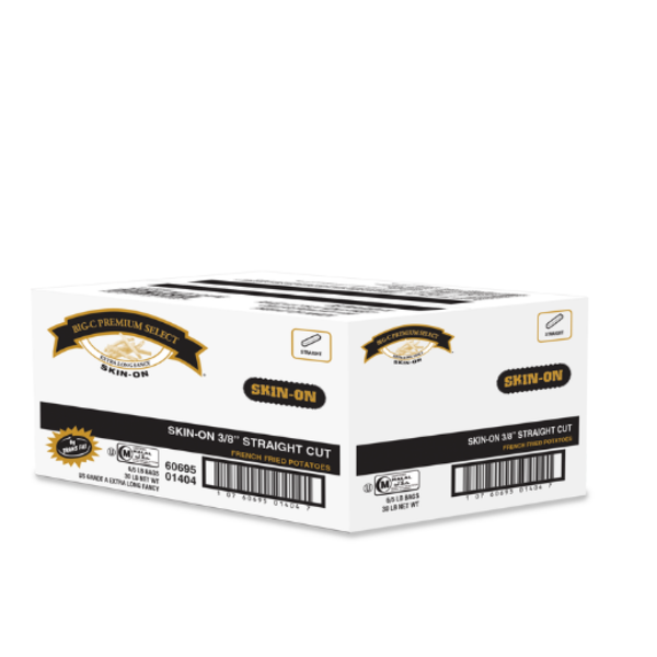 Frozen Big C - 3/8" Straight Cut French Fries, Skin-On - 6/5 lbs