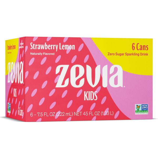 Zevia Kids Zero Sugar Strawberry Lemon Sparkling Drink Same-Day