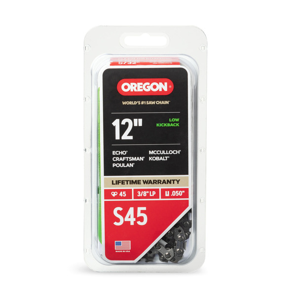 Oregon S45 45 Link Replacement Chainsaw Chain For 12-in , 0.05-in Gauge , 3/8-in Pitch