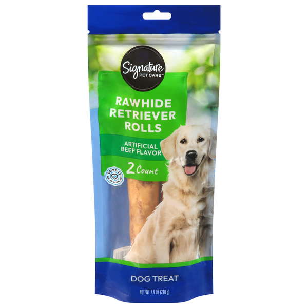 Signature Pet Rawhide Retriever Rolls Beef Flavor Dog Treat