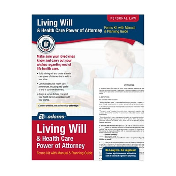 Adams ABF K306 11.69" x 8.88" Socrates Living Will & Health Care Power Of Attorney Forms & Instruction Kit