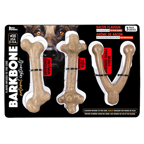 Petmate BarkBone Natural Instincts Bacon Flavour Dog Chew Toys