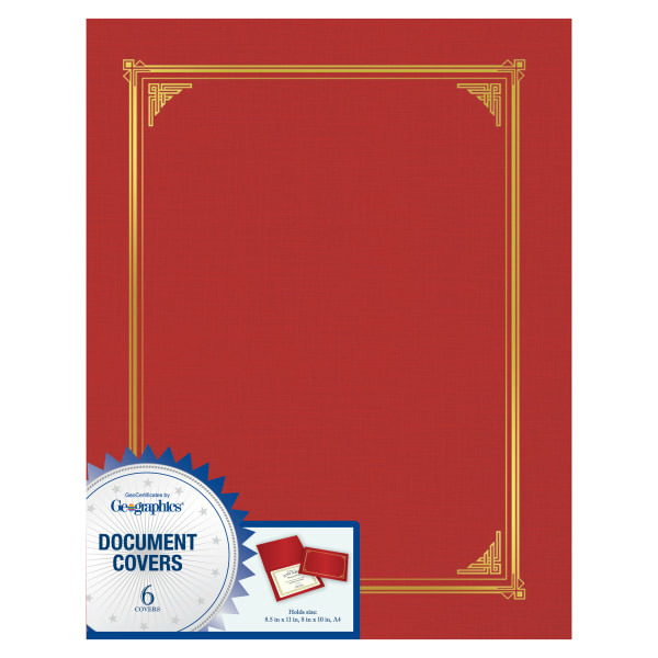 GE ographics Document Covers - Red - 9-3/4" x 12 -1/2"