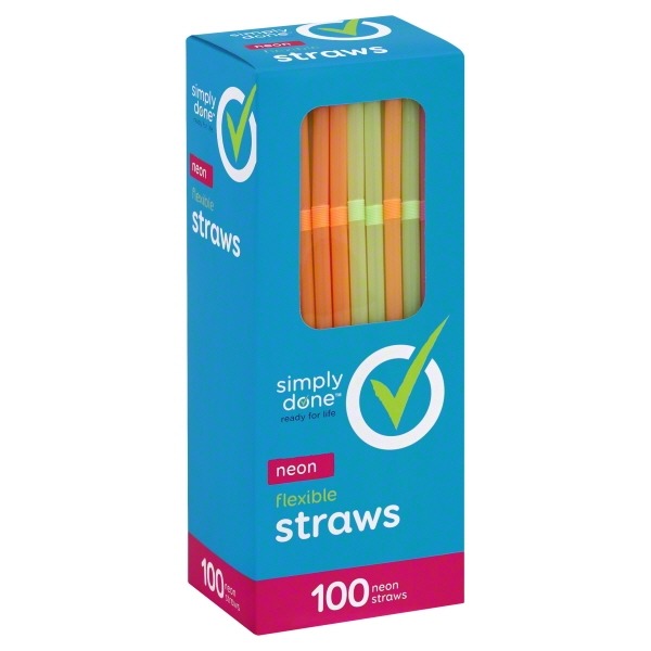 Simply Done Straws, Flexible, Neon