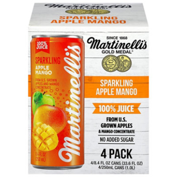 Martinelli's 100% Juice, Apple Mango, Sparkling, 4 Pack