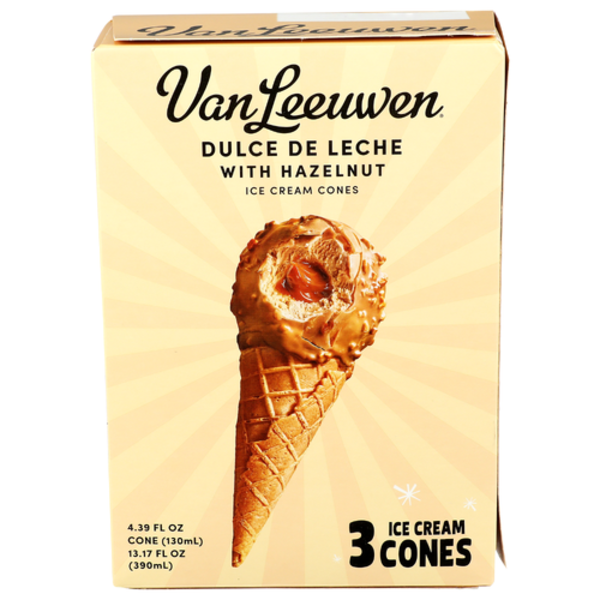 Van Leeuwen Dulce De Leche With Hazelnut Ice Cream Cones 3 Pack