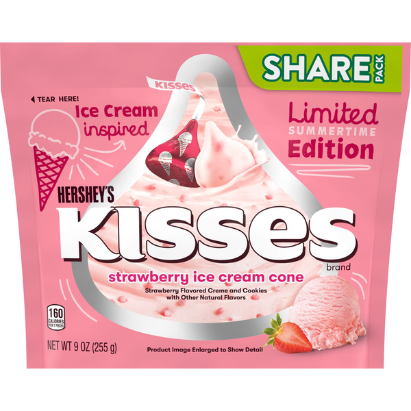 Hershey's Kisses Candy, Strawberry Ice Cream Cone, Share Pack Same