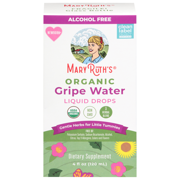 MaryRuth's Gripe Water, Organic, Alcohol Free, Liquid Drops, Newborn+