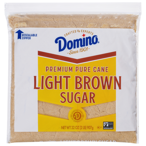 Domino Premium Pure Cane Light Brown Sugar 2 lb Zipper-Pak