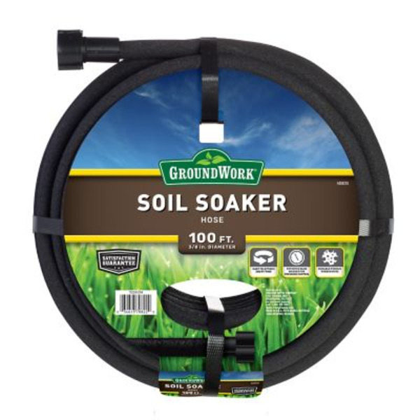 Ground Work 3/8 in. x 100 ft. Soil Soaker Hose, Black