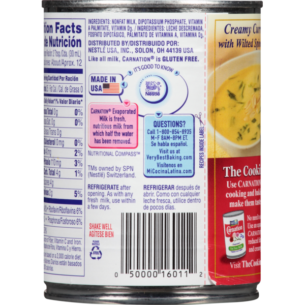 Evaporated Milk Nutrition