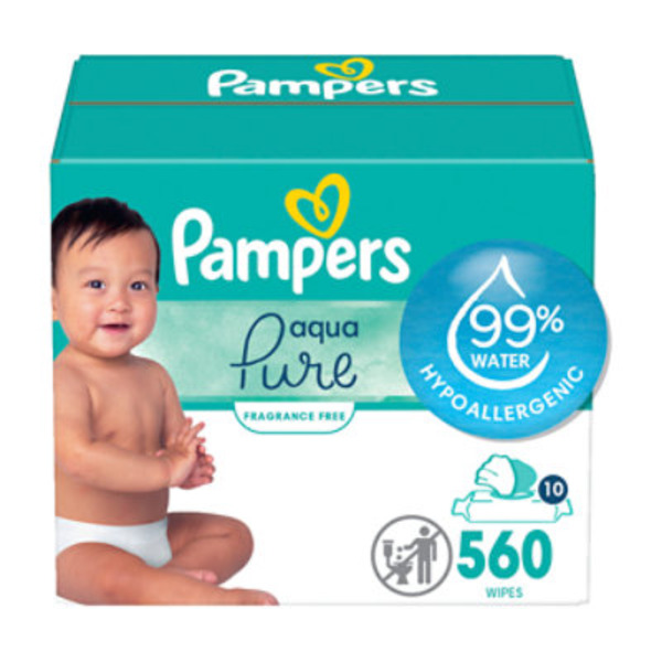 Pampers Aqua Pure Sensitive Baby Wipes 10X Pop-Top