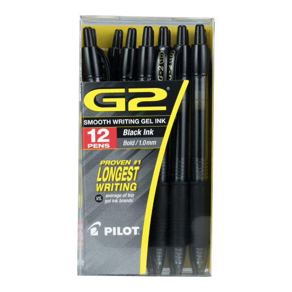 Pilot Bold Point 1.0 mm Black Barrel Black Ink G2 Premium Gel Roller Pen,