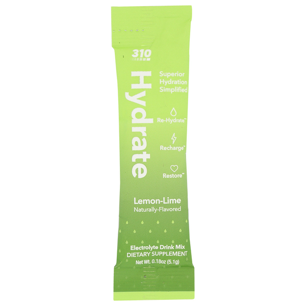 310 Nutrition Lemon Lime Hydrate Electrolyte Drink Mix Packet Same