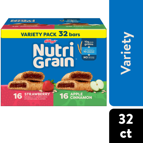 Kellogg’s Nutri-Grain Variety Pack Breakfast Bars, Made with 10g Whole Grains