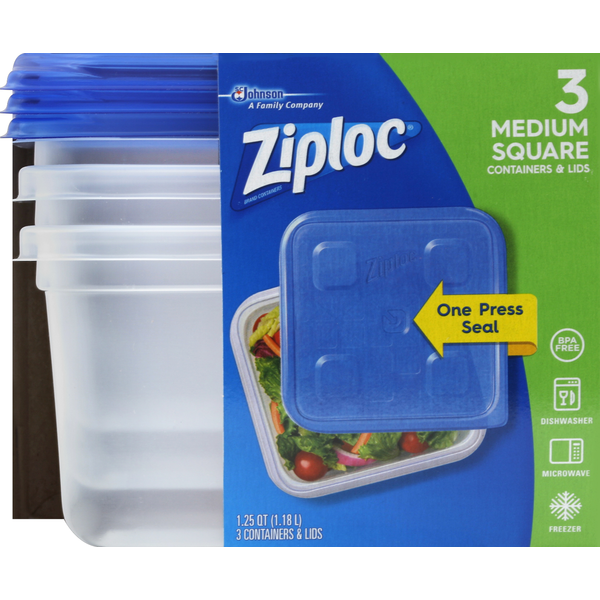Ziploc Containers & Lids, Medium Square, 1.25 Quart (3 ct) Instacart