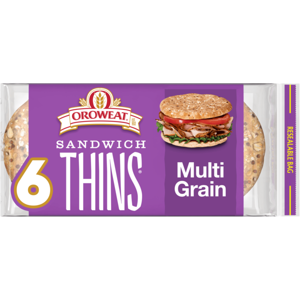 Oroweat 6 ct, Multigrain, Sandwich Thins, Sandwich Thins, 12 oz