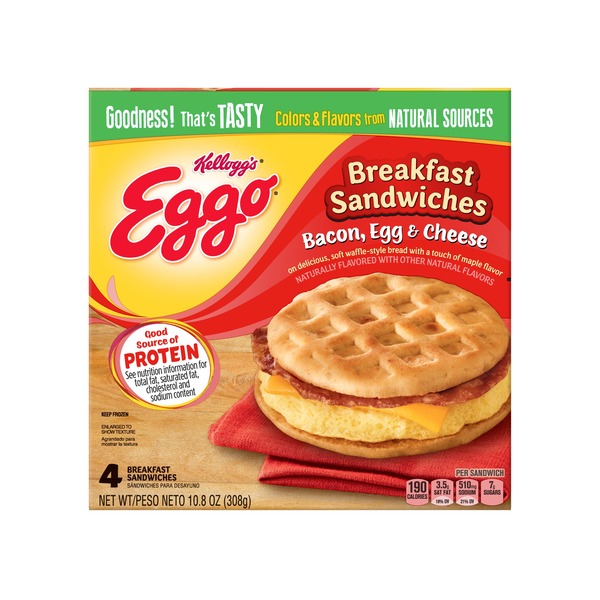 Kellogg's Eggo Breakfast Sandwiches Bacon, Egg & Cheese (10.8 oz
