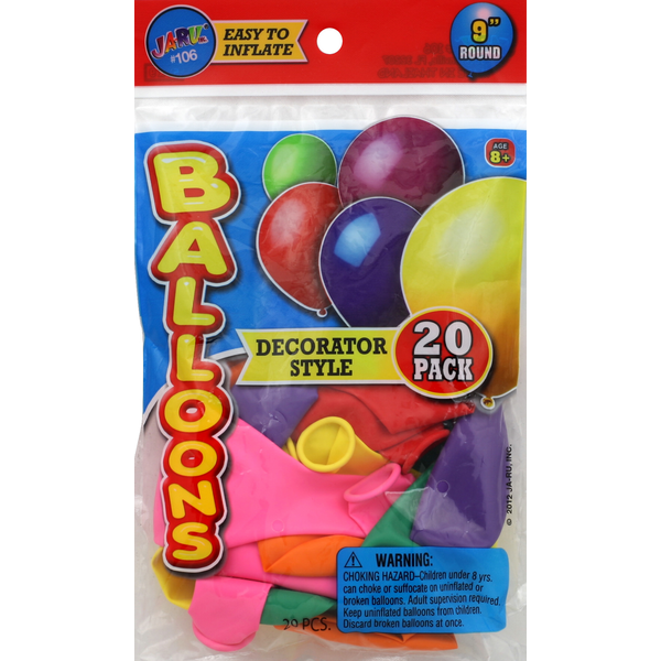 JA-RU Balloons, Decorator Style, Round, 9 Inch Same-Day Delivery