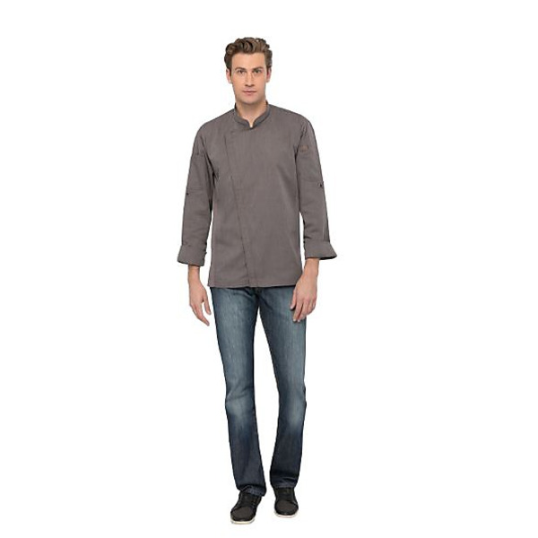 Chef Coat, Medium Grey Long Sleeve, Lightweight Zipper