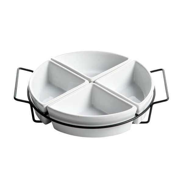 Gibson 4-Section Tidbit Dish Stand Set, 10 x 2-3/4 x 12 in - White
