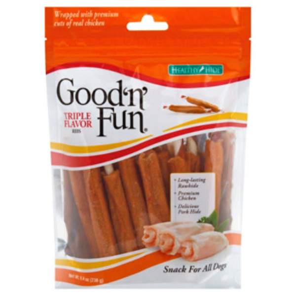 Healthy Hide Dog Treats, Triple Flavor Ribs