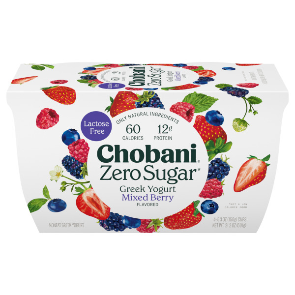 Chobani Zero Sugar Nonfat Mixed Berry Flavored Greek Yogurt