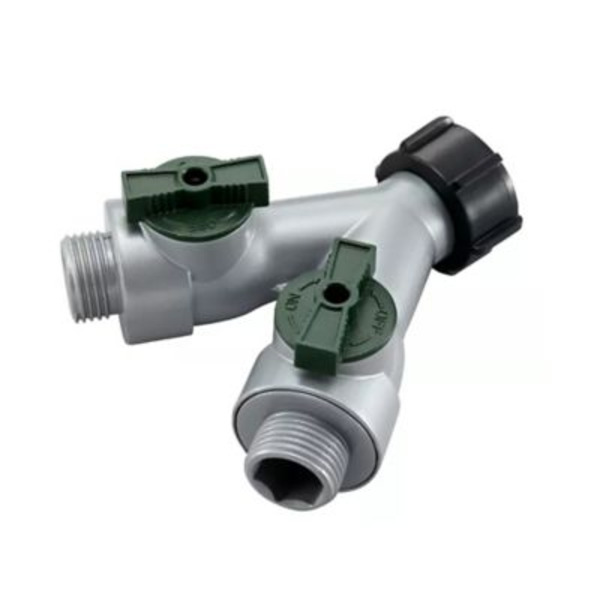 Ground Work 3/4 in. Dual Metal Hose Connector with Shutoff