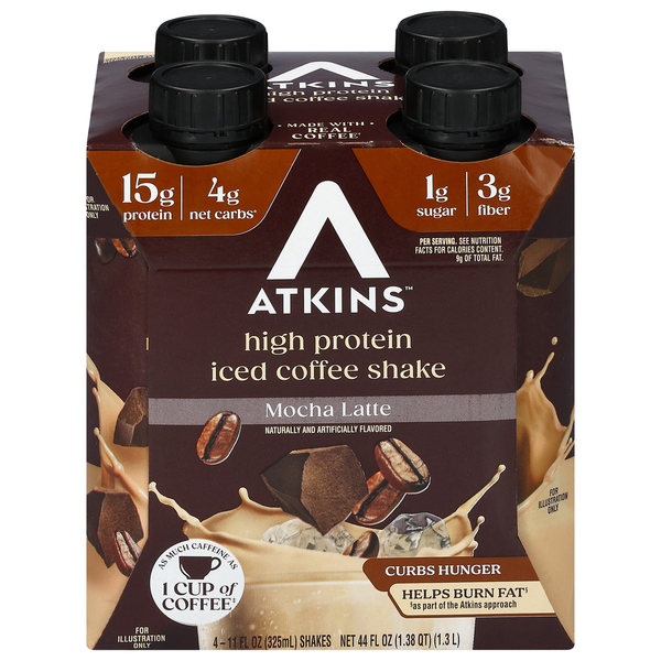 Atkins Iced Coffee Mocha Latte High Protein Shake Same-Day