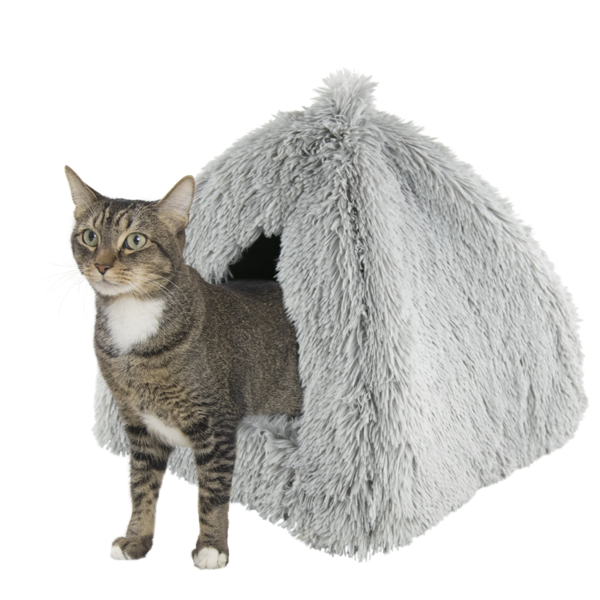 Play On Cat Cave Bed - Gray Shag
