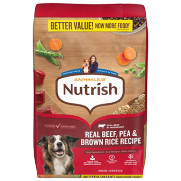 Rachael Ray Nutrish Adult Dry Dog Food Real Beef, Pea & Brown Rice Recipe, 30 lb. Bag