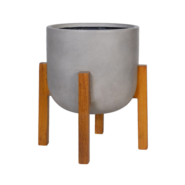Origin21 11.88-in W x 11.88-in L x 13-in H Light Cement Mixed/Composite Round Planter