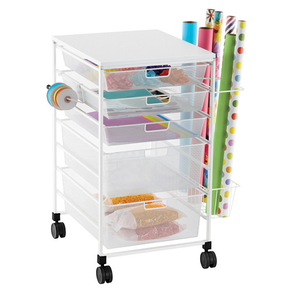 Elfa Gift Wrap Cart - White - 25" x 21" x 32-5/8"