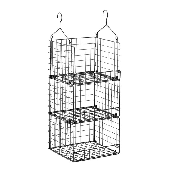 The Container Store 3-Tier Grid Hanging Organizer, 11-1/2 in Sq. x 31-1/2 in H - Black