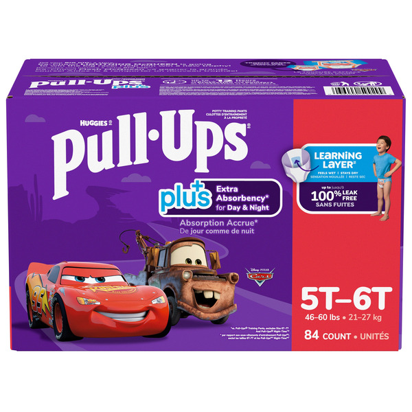Huggies Boys' Pull-Ups Plus Extra Absorbency Training Pants, 5T-6T