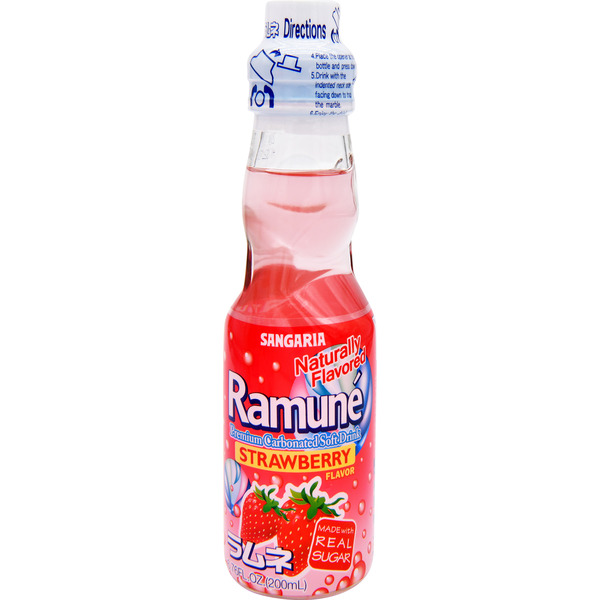 Sangaria Soft Drink, Carbonated, Ramune, Strawberry Flavor