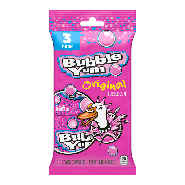 BUBBLE YUM Original Flavored Chewy, Bubble Gum Pack, 8.46 oz (3 Count)