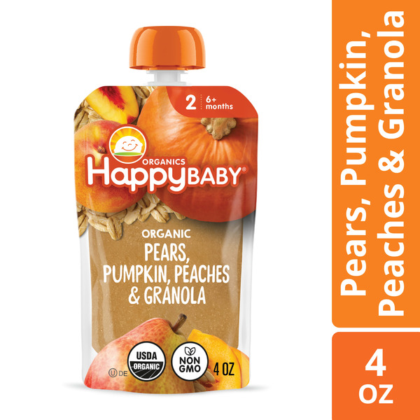 Happy Baby Organics Clearly Crafted Stage 2 Meals Pears, Pumpkin, Peaches & Granola Pouch