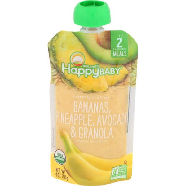 Happy Baby Organic Bananas, Pineapple, Avocado, & Granola Stage 2 Pouch